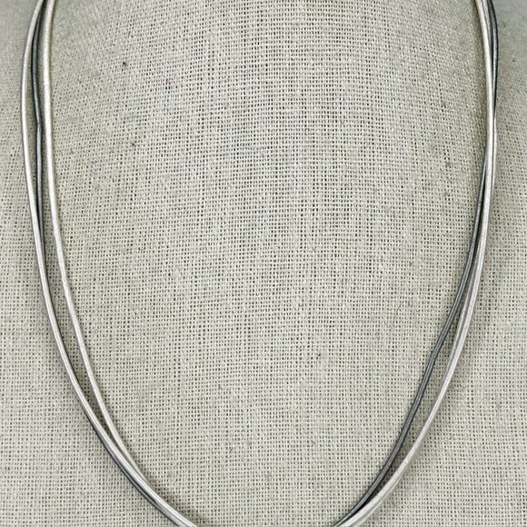Chico's Rhinestone Teardrop Pendant with Metallic Silver Cord Necklace ✨ - Picture 3 of 8